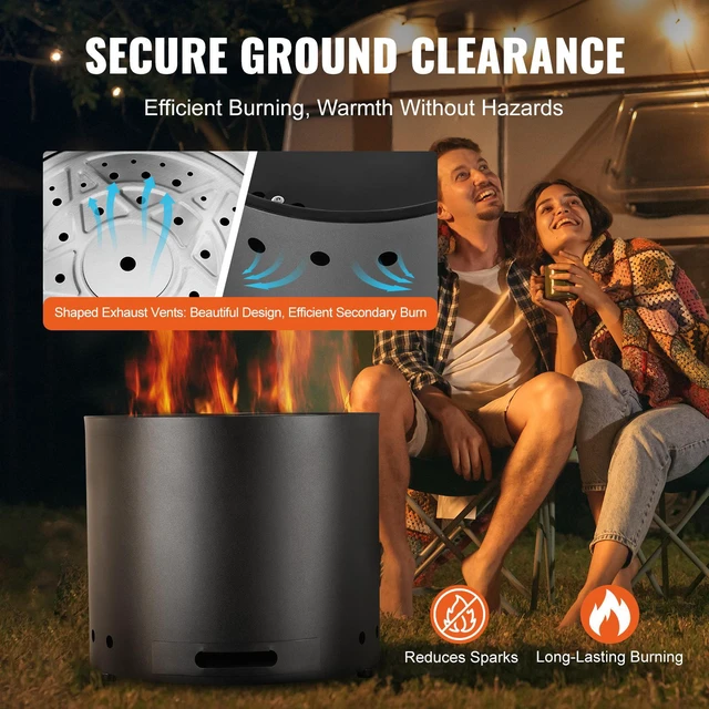 Alt view image 5 of 7 - Smokeless Fire Pit Stove Bonfire, H: 15.4 in x Dia: 19.3 in ,Wood Burning Fireplaces with Removable Ash Pan, SUS430 Stainless Steel inner Portable Outdoor Firepit, for Outdoor Patio Camping