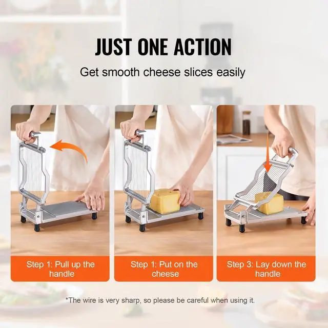 Alt view image 3 of 7 - VEVOR Cheese Cutter with Wire Cheeser Butter Cutting 0.39" & 0.78" Cheese Slicer