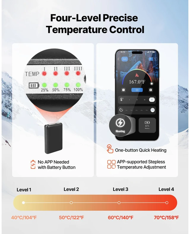 Alt view image 3 of 9 - VEVOR Electric Heated Socks 5000mAh M Size Rechargeable Heated Socks for Hunting