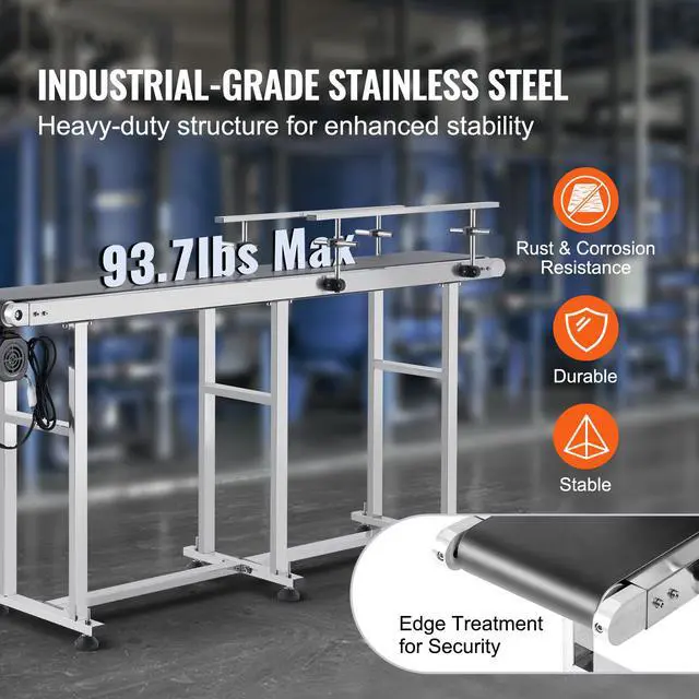 Alt view image 2 of 7 - Belt Conveyor, 71 x 7.8 inch Conveyor Table, Heavy Duty Stainless Steel Motorized Belt Conveyor for Inkjet Coding Applications Powered PVC Belt Anti-Static Adjustable Speed (Double Guardrail)