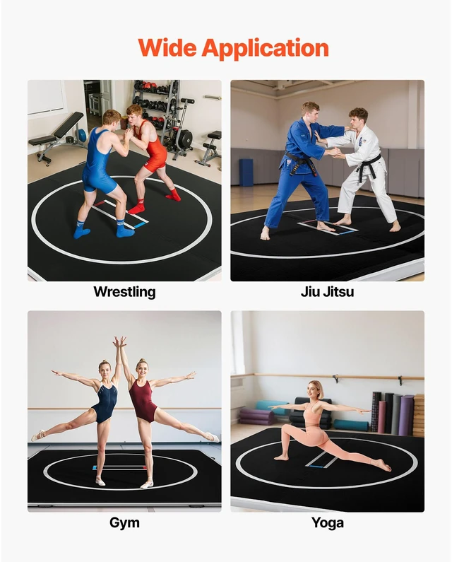 Alt view image 8 of 9 - Inflatable Wrestling Mat Martial Arts Mat 10x10 ft Gymnastics MMA Jiu Jitsu Mat