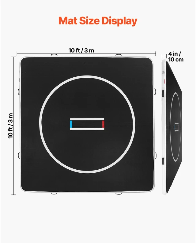 Alt view image 3 of 9 - Inflatable Wrestling Mat Martial Arts Mat 10x10 ft Gymnastics MMA Jiu Jitsu Mat