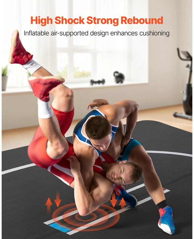 Alt view image 4 of 9 - Inflatable Wrestling Mat Martial Arts Mat 10x10 ft Gymnastics MMA Jiu Jitsu Mat