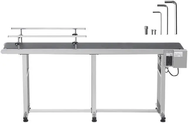 Main image of Belt Conveyor, 71 x 7.8 inch Conveyor Table, Heavy Duty Stainless Steel Motorized Belt Conveyor for Inkjet Coding Applications Powered PVC Belt Anti-Static Adjustable Speed (Double Guardrail)
