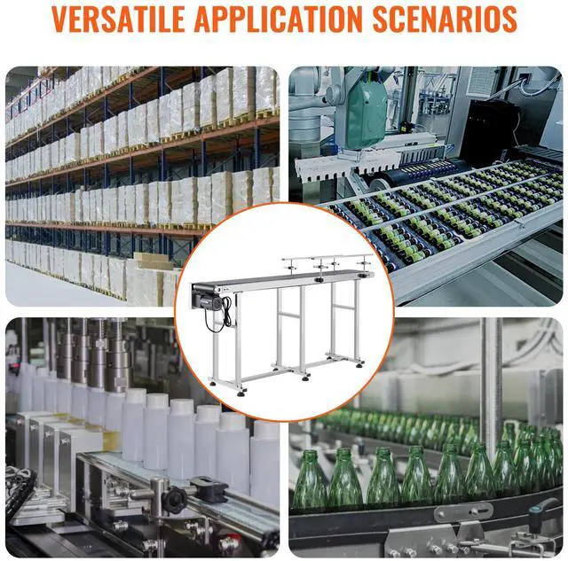 Alt view image 6 of 7 - Belt Conveyor, 71 x 7.8 inch Conveyor Table, Heavy Duty Stainless Steel Motorized Belt Conveyor for Inkjet Coding Applications Powered PVC Belt Anti-Static Adjustable Speed (Double Guardrail)
