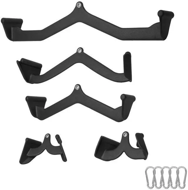 Main image of LAT Pulldown Attachments, Cable Machine Rowing T-bar V-bar 5 Set, Tricep Pull Down Bar, Back Strength Training Rubber Coated Handle Grip, Bicep Curl Tricep Lat Pulldown Bar for Home Gym Fitness