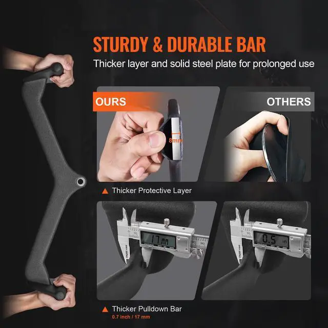 Alt view image 2 of 7 - LAT Pulldown Attachments, Cable Machine Rowing T-bar V-bar 5 Set, Tricep Pull Down Bar, Back Strength Training Rubber Coated Handle Grip, Bicep Curl Tricep Lat Pulldown Bar for Home Gym Fitness