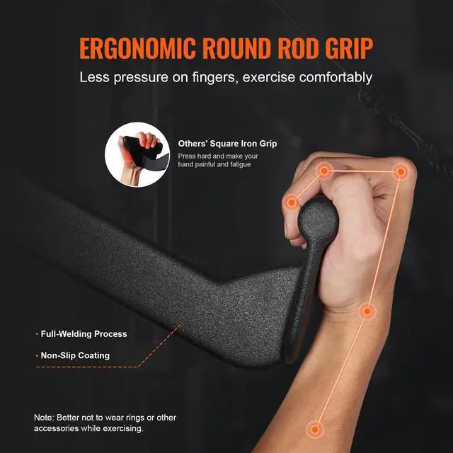 Alt view image 3 of 7 - LAT Pulldown Attachments, Cable Machine Rowing T-bar V-bar 5 Set, Tricep Pull Down Bar, Back Strength Training Rubber Coated Handle Grip, Bicep Curl Tricep Lat Pulldown Bar for Home Gym Fitness