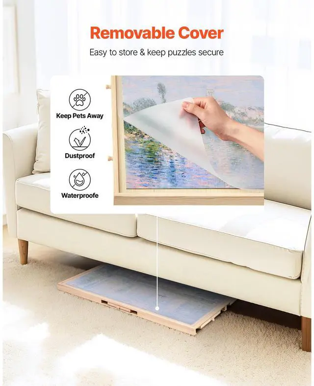 Alt view image 5 of 7 - VEVOR 1000 Piece Rotating Puzzle Board with 5 Drawers and Cover, 29x21 in Portable Wooden Table, Jigsaw Puzzle Accessories for Adults, Puzzles Organizer Storage System, Birthday Gift for Mom