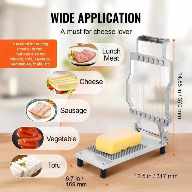 Alt view image 6 of 7 - VEVOR Cheese Cutter with Wire Cheeser Butter Cutting 0.39" & 0.78" Cheese Slicer