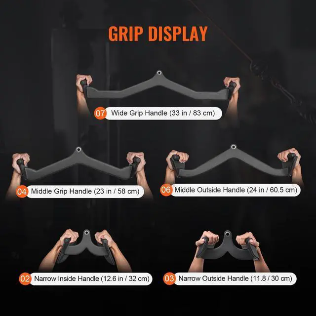 Alt view image 5 of 7 - LAT Pulldown Attachments, Cable Machine Rowing T-bar V-bar 5 Set, Tricep Pull Down Bar, Back Strength Training Rubber Coated Handle Grip, Bicep Curl Tricep Lat Pulldown Bar for Home Gym Fitness