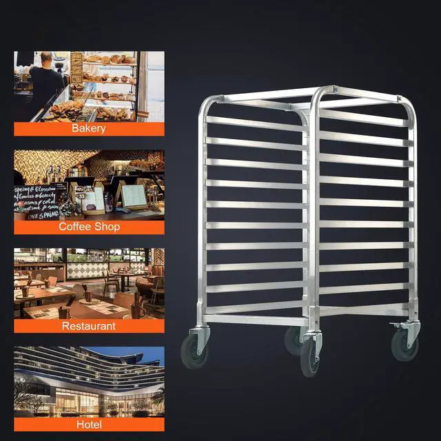 Alt view image 7 of 7 - Bun Pan Rack, 10-Tier Commercial Bakery Racks with Brake Wheels, Aluminum Racking Trolley Storage for Half & Full Sheet, Speed Rack For Kitchen Home, Bread Baking Equipment, 26"L x 20.3"W x 39"H