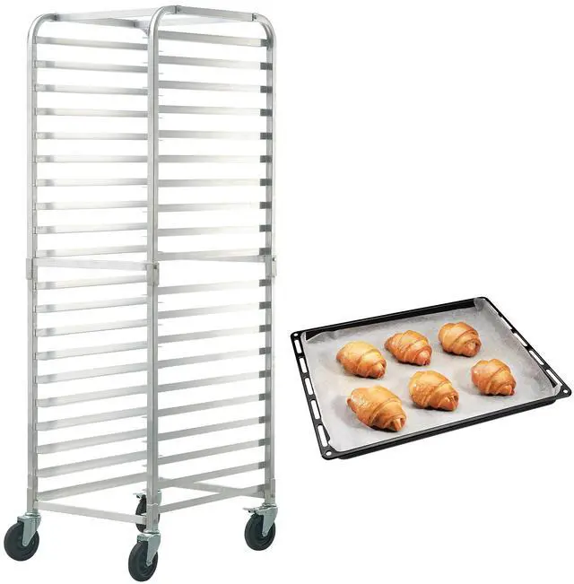 Main image of Bun Pan Rack, 20-Tier Commercial Bakery Racks with Brake Wheels, Aluminum Racking Trolley Storage for Half & Full Sheet, Speed Rack For Kitchen Home, Bread Baking Equipment, 26"L x 20.4"W x 70"H