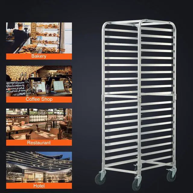 Alt view image 7 of 7 - Bun Pan Rack, 20-Tier Commercial Bakery Racks with Brake Wheels, Aluminum Racking Trolley Storage for Half & Full Sheet, Speed Rack For Kitchen Home, Bread Baking Equipment, 26"L x 20.4"W x 70"H
