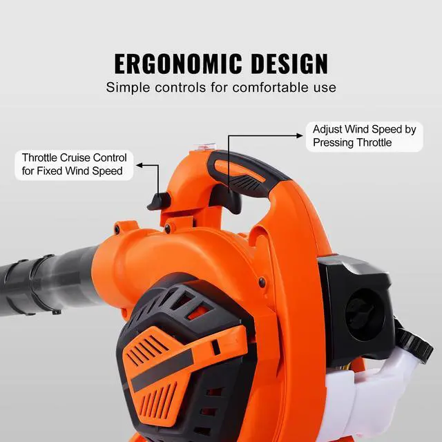 Alt view image 4 of 7 - Leaf Blower, 26CC 2-Cycle Handheld Leaf Blower with A Fuel Tank, 2-in-1 Blower 425CFM Air Volume 156MPH Speed, Ideal for Lawn Care, Leaf Cleaning, and Snow Removal