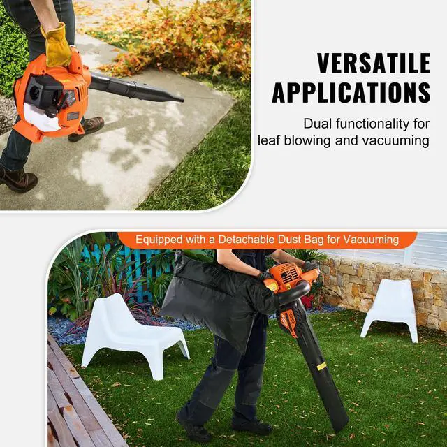 Alt view image 5 of 7 - Leaf Blower, 26CC 2-Cycle Handheld Leaf Blower with A Fuel Tank, 2-in-1 Blower 425CFM Air Volume 156MPH Speed, Ideal for Lawn Care, Leaf Cleaning, and Snow Removal