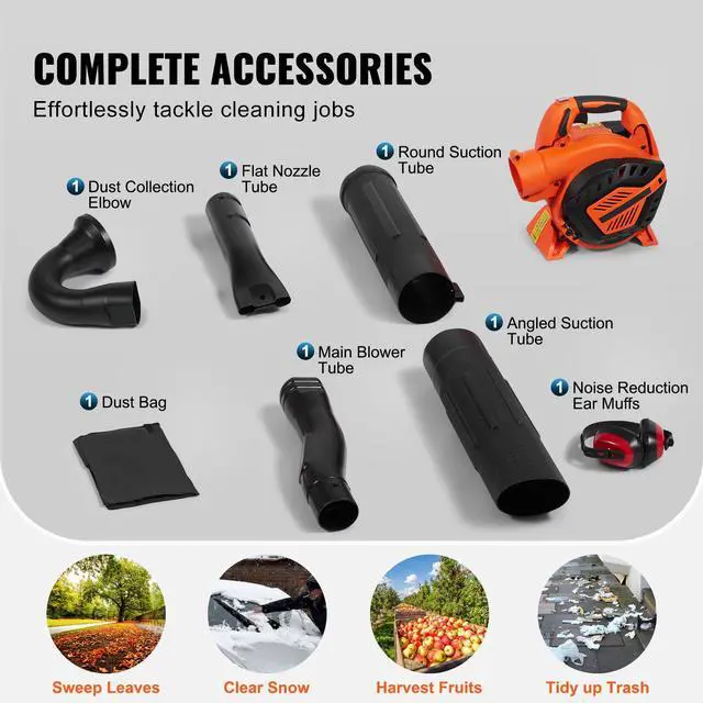 Alt view image 6 of 7 - Leaf Blower, 26CC 2-Cycle Handheld Leaf Blower with A Fuel Tank, 2-in-1 Blower 425CFM Air Volume 156MPH Speed, Ideal for Lawn Care, Leaf Cleaning, and Snow Removal