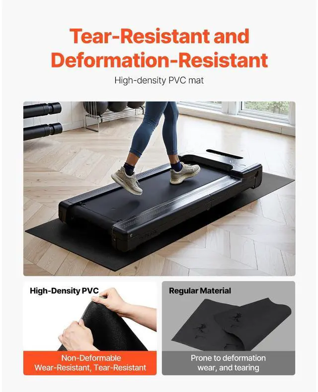 Alt view image 3 of 7 - Treadmill Mat for Carpet Floor, 1/4" Thick, 30" x 72" Exercise Equipment Mat for Treadmills, Stationary & Recumbent Bikes, High Density PVC Floor Protector, Waterproof and Non-slip for Home Gym
