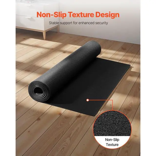 Alt view image 4 of 7 - Treadmill Mat for Carpet Floor, 1/4" Thick, 36" x 72" Exercise Equipment Mat for Treadmills, Elliptical, Rowing Machine, High Density PVC Floor Protector, Waterproof and Non-slip for Home Gym