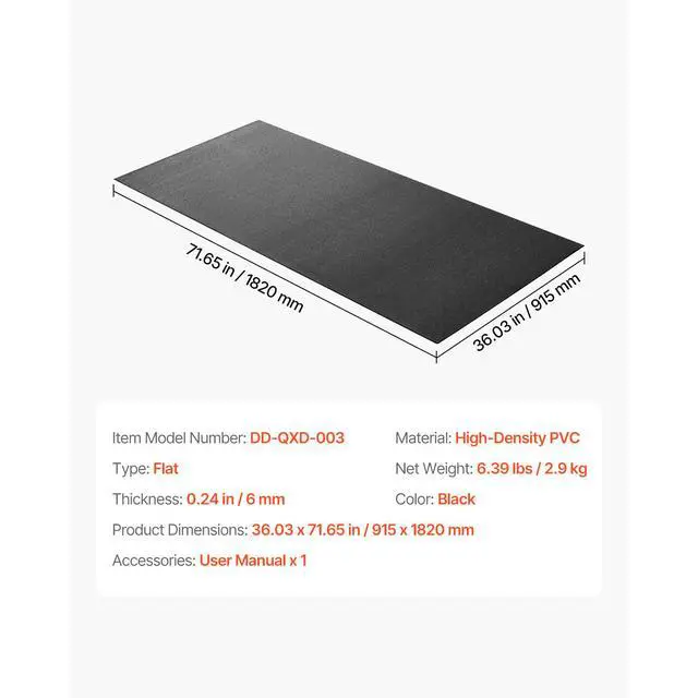 Alt view image 7 of 7 - Treadmill Mat for Carpet Floor, 1/4" Thick, 36" x 72" Exercise Equipment Mat for Treadmills, Elliptical, Rowing Machine, High Density PVC Floor Protector, Waterproof and Non-slip for Home Gym