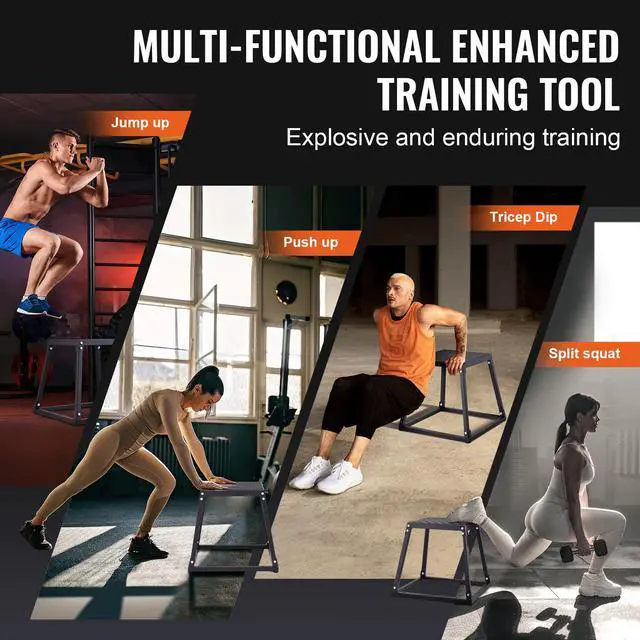 Alt view image 5 of 7 - Plyometric Jump Boxes, 12/18/24 Inch Plyo Box, Platform and Jumping Agility Box, Anti-Slip Fitness Exercise Step Up Box Set for Home Gym Training, Conditioning Strength Training, Black