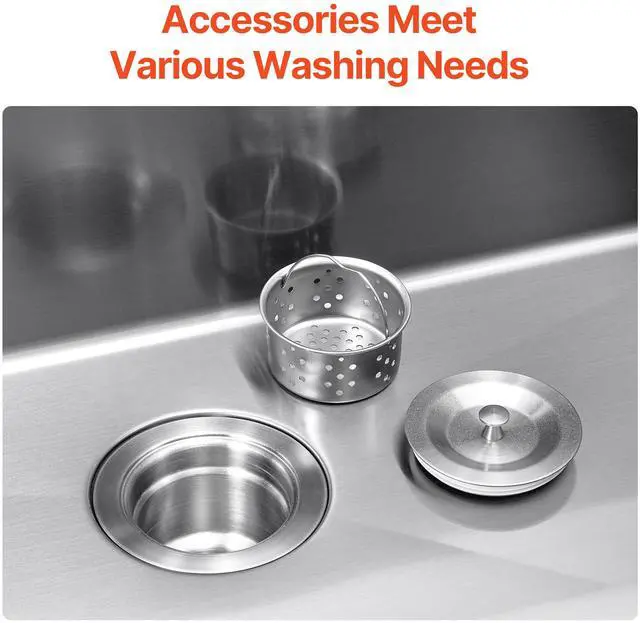 Alt view image 6 of 7 - 33 inch Kitchen Sink Workstation, 304 Stainless Steel Top Mount Sinks, Drop-In Single Bowl Farmhouse Basin with Accessories, Household Dishwasher Sinks for RV, Prep Kitchen, Laundry Room, Bar