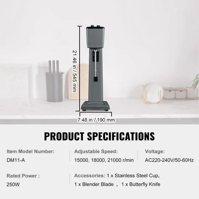Alt view image 7 of 7 - Milkshake Maker Machine, 375W Commercial Milk Shake Maker Mixer, Single Head Drink Mixer Blender Machine, 3-Speed Milkshake Blender with 27.7oz Stainless Steel Cup for Commercial