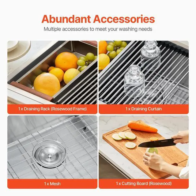 Alt view image 6 of 7 - 30 inch Kitchen Sink Workstation, 304 Stainless Steel Top Mount Sinks, Drop-In Single Bowl Farmhouse Basin with Ledge & Multiple Accessories, Household Dishwasher Sink for RV, Prep Kitchen, Bar