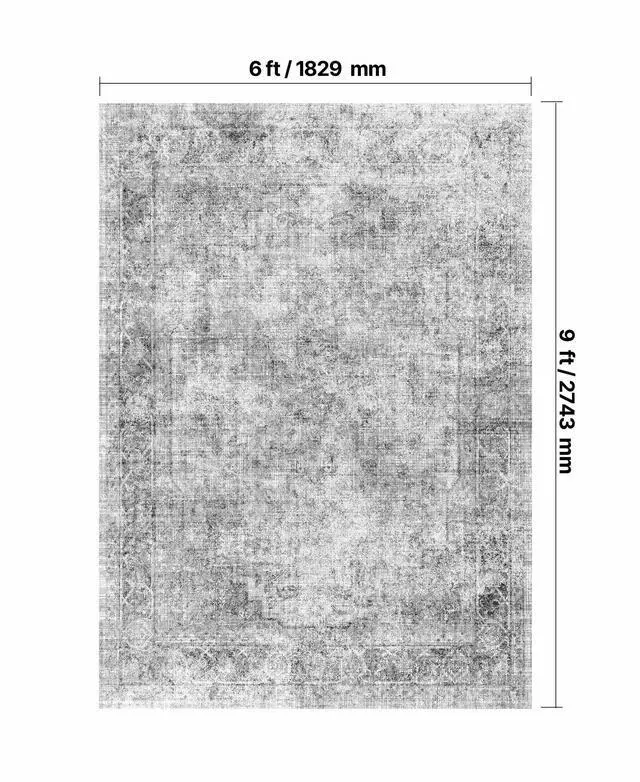 Alt view image 3 of 7 - Area Rug, 6 x 9 ft Large Washable Boho Rug, Non-Slip and Tear-Resistant Soft Carpet, Pet Friendly Bohemian Area Rugs, Indoor Mat for Bedroom, Living Room, Entryway, Gray