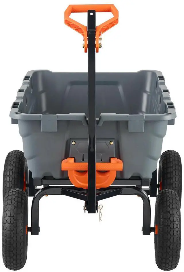 Main image of Garden Cart, Durable Poly Dump Cart with Simple Assembly Steel Frame, Versatile Dump Wagon with Dual-Function Handle, 6.48 cu.ft Utility Barrow 1200 lbs Load, 13 inch Wheels