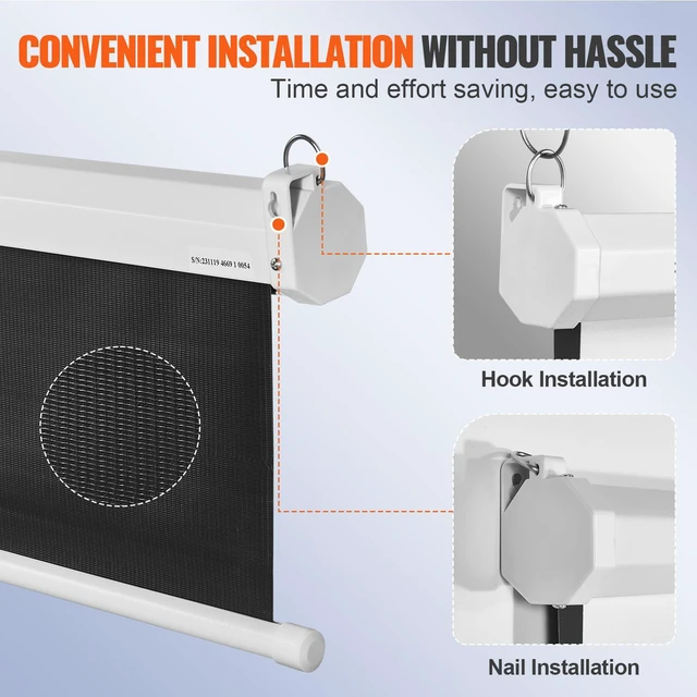 Alt view image 5 of 7 - Manual Projector Screen, 100 inch 16:9 4K 1080 HD Retractable Pull Down Projector Screen, Auto-Locking Portable Movie Screen for Family Home Office Theater