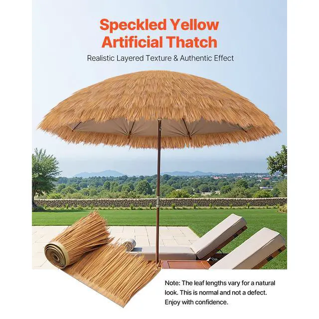 Alt view image 2 of 7 - Artificial Thatch Grass Roof, 1.3 x3.2 ft Mexican Style Tiki Bar Hut Skirt Thatch Roofing Roll, Waterproof & Fire-Resistant, Palapa Duck Blind Grass for Patio Pool Beach Hawaiian Party Décor
