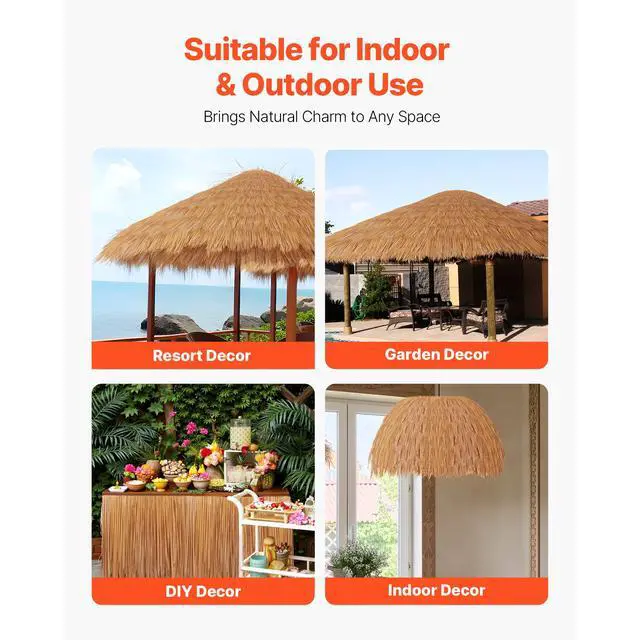 Alt view image 6 of 7 - Artificial Thatch Grass Roof, 1.3 x3.2 ft Mexican Style Tiki Bar Hut Skirt Thatch Roofing Roll, Waterproof & Fire-Resistant, Palapa Duck Blind Grass for Patio Pool Beach Hawaiian Party Décor