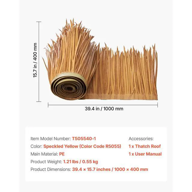 Alt view image 7 of 7 - Artificial Thatch Grass Roof, 1.3 x3.2 ft Mexican Style Tiki Bar Hut Skirt Thatch Roofing Roll, Waterproof & Fire-Resistant, Palapa Duck Blind Grass for Patio Pool Beach Hawaiian Party Décor