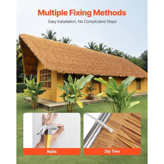 Alt view image 5 of 7 - Artificial Thatch Grass Roof, 1.3 x3.2 ft Mexican Style Tiki Bar Hut Skirt Thatch Roofing Roll, Waterproof & Fire-Resistant, Palapa Duck Blind Grass for Patio Pool Beach Hawaiian Party Décor