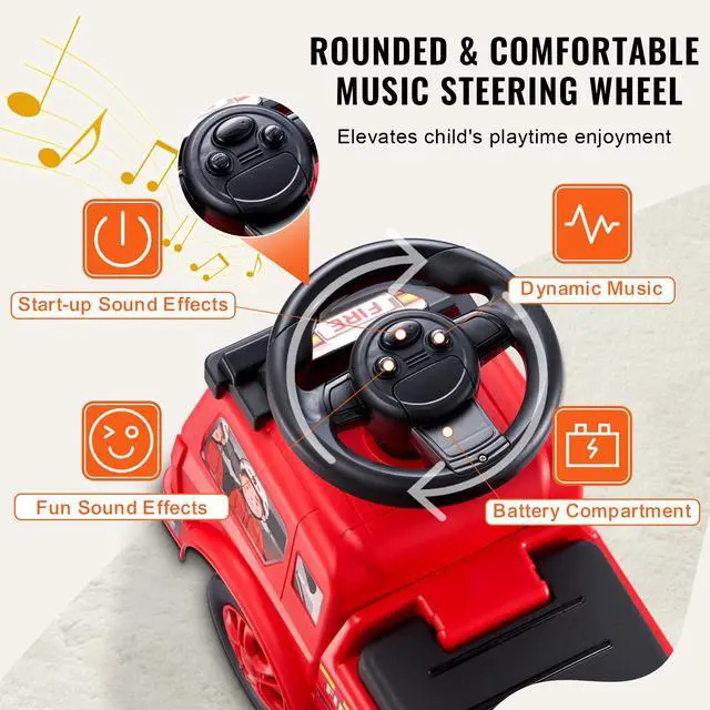 Alt view image 4 of 7 - Ride On Push Car for Toddlers, Ages 1-3, Ride Racer, Sit to Stand Toddler Ride On Toy, Classic Kids Ride On Car with Music Steering Wheel & Under Seat Storage, Ride On Toy for Boys Girls, Red