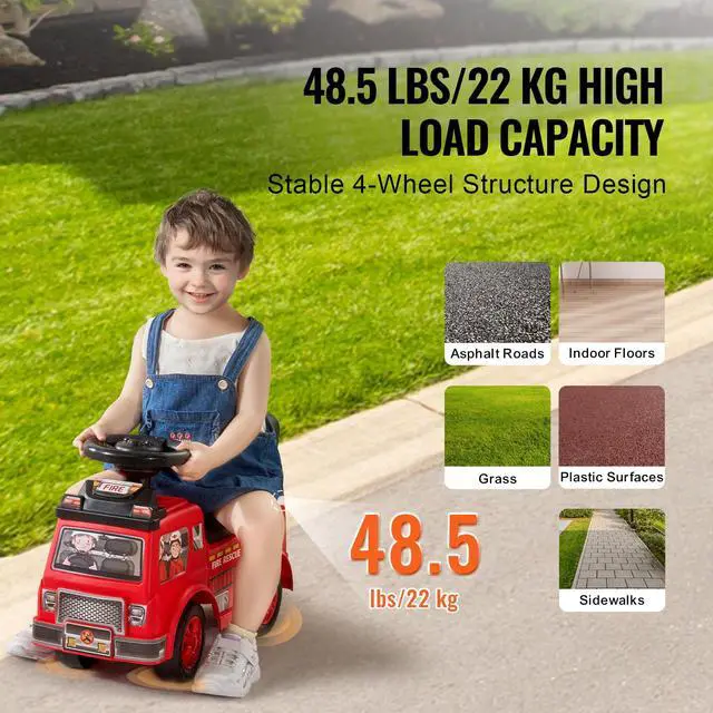 Alt view image 3 of 7 - Ride On Push Car for Toddlers, Ages 1-3, Ride Racer, Sit to Stand Toddler Ride On Toy, Classic Kids Ride On Car with Music Steering Wheel & Under Seat Storage, Ride On Toy for Boys Girls, Red