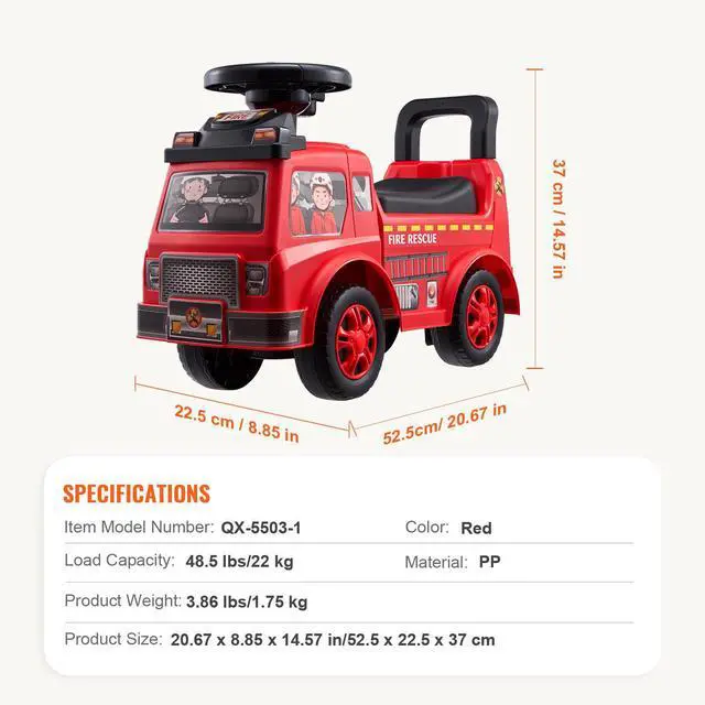 Alt view image 7 of 7 - Ride On Push Car for Toddlers, Ages 1-3, Ride Racer, Sit to Stand Toddler Ride On Toy, Classic Kids Ride On Car with Music Steering Wheel & Under Seat Storage, Ride On Toy for Boys Girls, Red