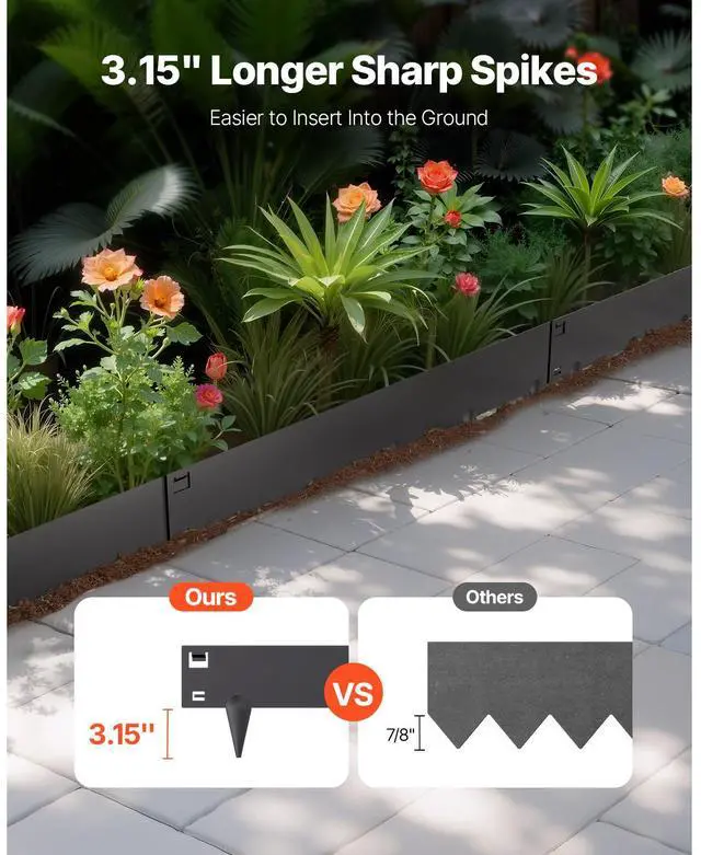 Alt view image 2 of 7 - Steel Landscape Edging, 5 Packs 39 x 3 in Rust-Resistant Metal Landscape Edging, Bendable Garden Edging Border, Heavy Duty Lawn Edging, Easy-to-Install, Flower Bed Yard Pathway Divider Black