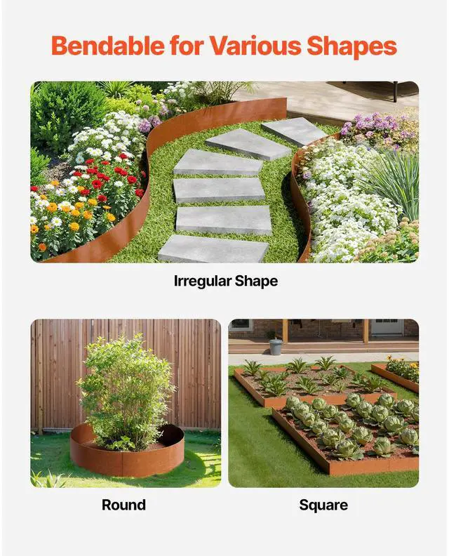 Alt view image 4 of 7 - Steel Landscape Edging, 6 Packs 40 x 8 in Weather-Resistant & Pre-Rust Metal Landscape Edging, Bendable Garden Edging Border, Shark Spike, Lawn Edging for Flower Bed Yard Pathway Divider