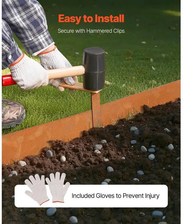 Alt view image 5 of 7 - Steel Landscape Edging, 6 Packs 40 x 8 in Weather-Resistant & Pre-Rust Metal Landscape Edging, Bendable Garden Edging Border, Shark Spike, Lawn Edging for Flower Bed Yard Pathway Divider