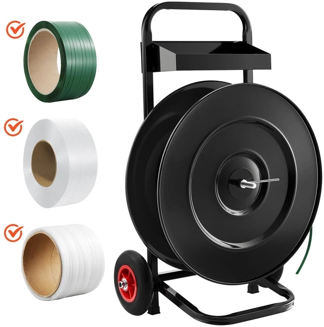 Alt view image 2 of 9 - VEVOR Strapping Dispenser Banding Cart for PET/PP Strapping Roll 16"/8" Core