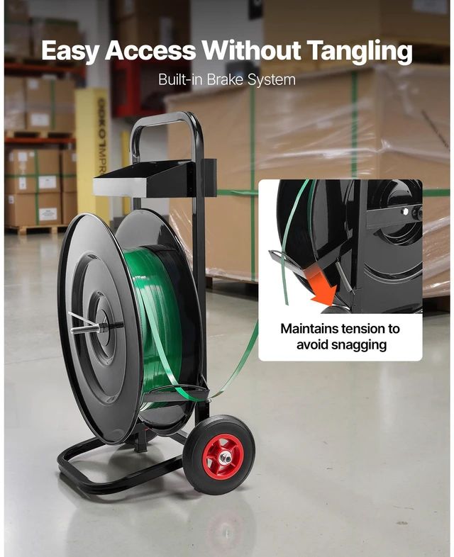 Alt view image 5 of 9 - VEVOR Strapping Dispenser Banding Cart for PET/PP Strapping Roll 16"/8" Core