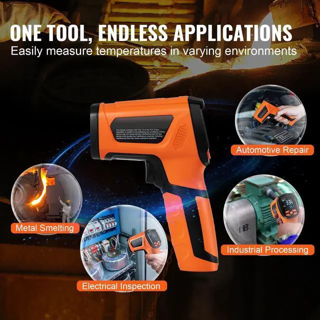 Alt view image 6 of 7 - Infrared Thermometer, -40~2732°F Dual Laser Temperature Gun Non-Contact, Handheld IR Heat Temperature Gun with Adjustable Emissivity for Metal Smelting/Cooking/Pizza Oven/Engine(Not for Human)