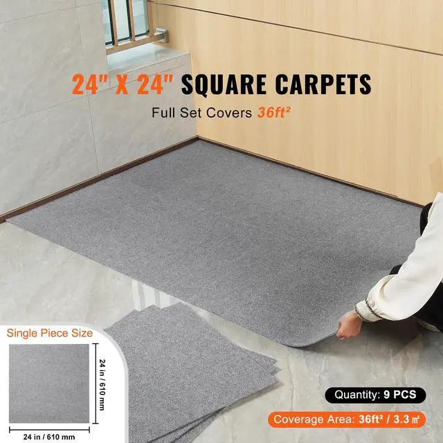 Alt view image 2 of 7 - Carpet Tiles Peel and Stick, 24 x 24 Squares Self Adhesive Carpet Floor Tile, Soft Padded Carpet Tiles, Easy Install DIY for Bedroom Living Room Indoor Outdoor (9Tiles, Light Gray)