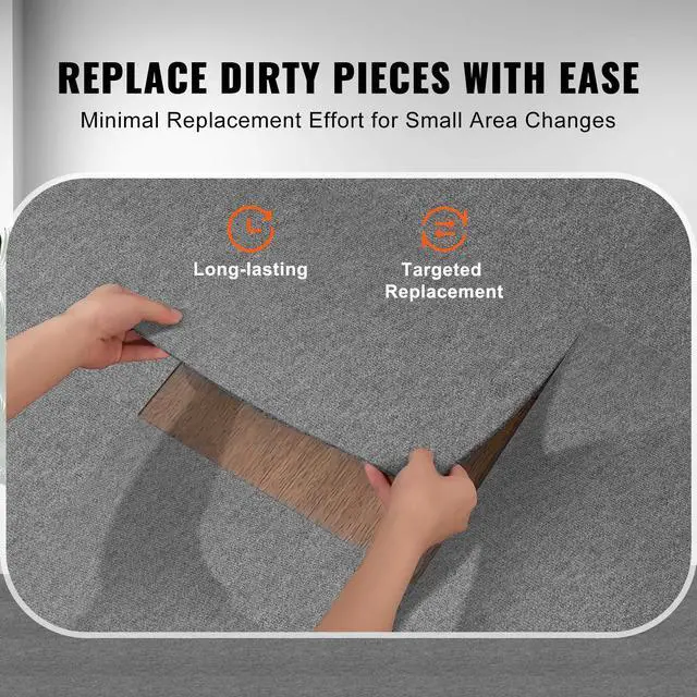 Alt view image 6 of 7 - Carpet Tiles Peel and Stick, 24 x 24 Squares Self Adhesive Carpet Floor Tile, Soft Padded Carpet Tiles, Easy Install DIY for Bedroom Living Room Indoor Outdoor (9Tiles, Light Gray)