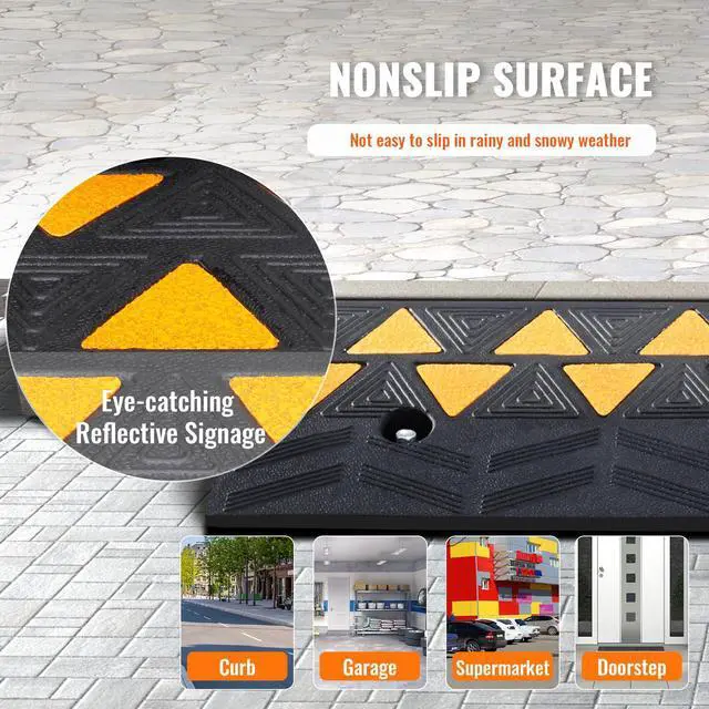 Alt view image 4 of 7 - Rubber Curb Ramp 3.5" Rise Height Sidewalk Curb Ramp, 10" Width 39.4" Length Driveway Ramp for Curb, 15T Heavy Duty Rubber Ramp for Forklifts, Trucks, Buses, Cars, Wheelchairs, Bikes