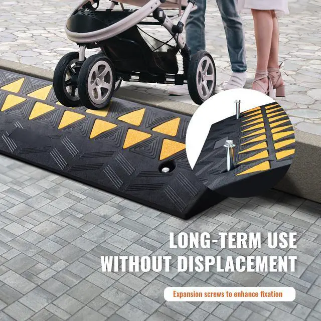 Alt view image 6 of 7 - Rubber Curb Ramp 3.5" Rise Height Sidewalk Curb Ramp, 10" Width 39.4" Length Driveway Ramp for Curb, 15T Heavy Duty Rubber Ramp for Forklifts, Trucks, Buses, Cars, Wheelchairs, Bikes