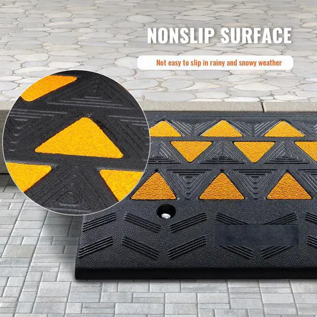 Alt view image 4 of 7 - Rubber Curb Ramp 2 Pack, 6" Rise Height Heavy-Duty 33069 lbs/15 T Capacity Threshold Ramps, Driveway Ramps with Stable Grid Structure for Cars, Wheelchairs, Bikes, Motorcycles