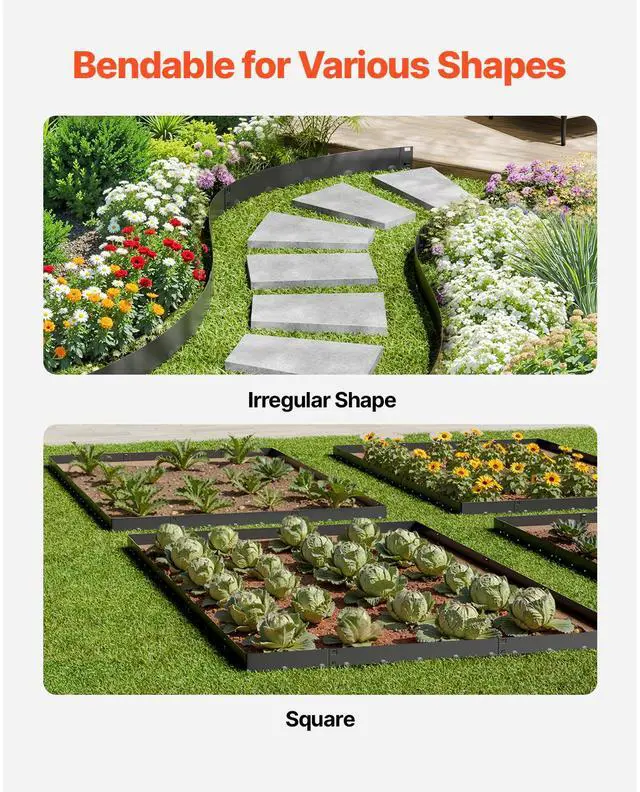 Alt view image 4 of 7 - Steel Landscape Edging, 5 Packs 39 x 5 in Rust-Resistant Metal Landscape Edging, Bendable Garden Edging Border, Heavy Duty Lawn Edging, Easy-to-Install, Flower Bed Yard Pathway Divider Black
